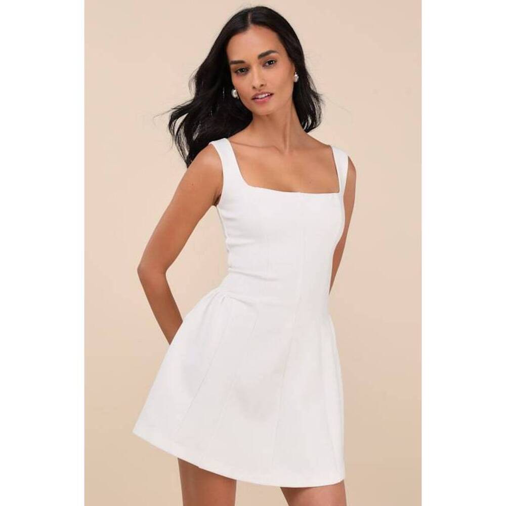 Lulus Roetta White Sleeveless Pleated Mini Dress - Size S